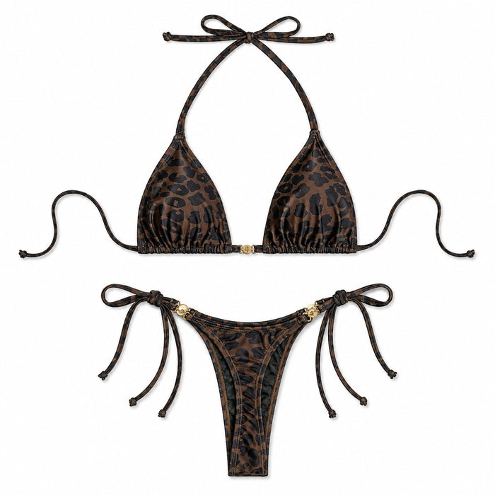 The Capri Tie-Side Bikini - Chocolate Brown - Front