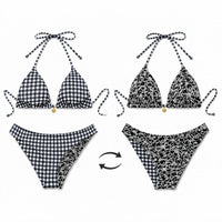 The Duo Reversible Bikini - Black - Front