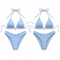 The Duo Reversible Bikini - Blue - Front