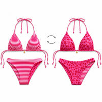 The Duo Reversible Bikini - Pink - Front