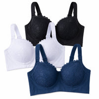 Lace Sculpt Three-Piece Bra Set - Black Mix - Front