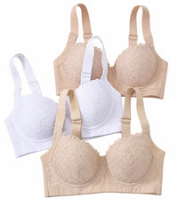Lace Sculpt Three-Piece Bra Set - Camel - Front