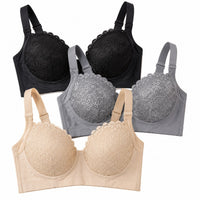 Lace Sculpt Three-Piece Bra Set - Grey Mix - Front