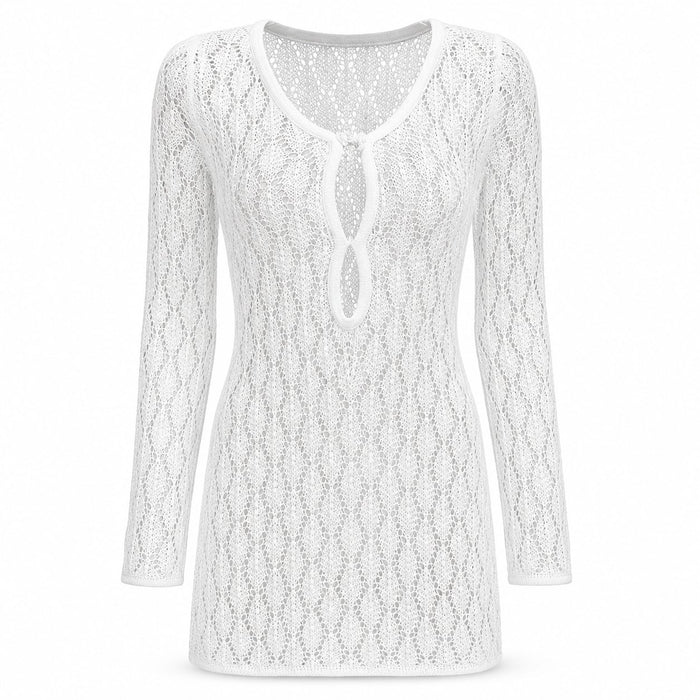 Amalfi Crochet Cover-Up - White - Front