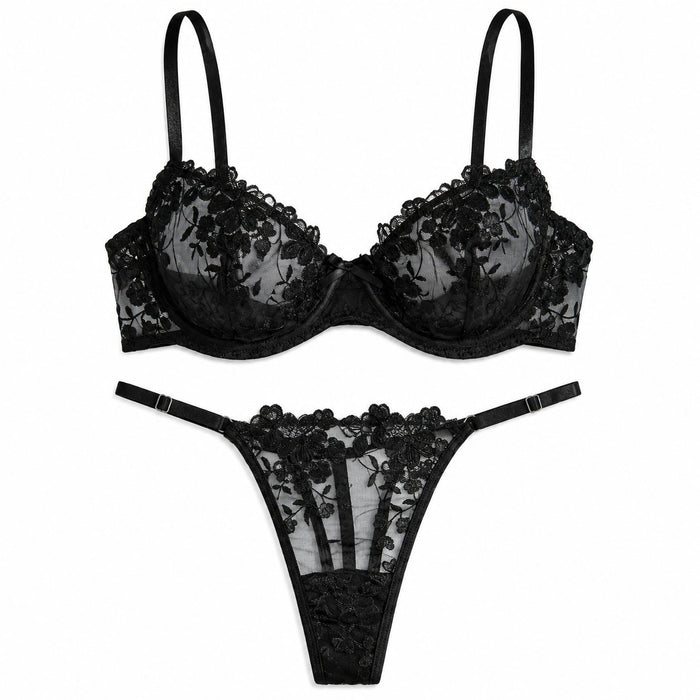 Wireless Lace Bra Set, 3 Pack - Black - Front