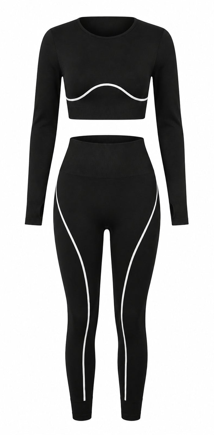 The Second-Skin Seamless Set - Black - Front