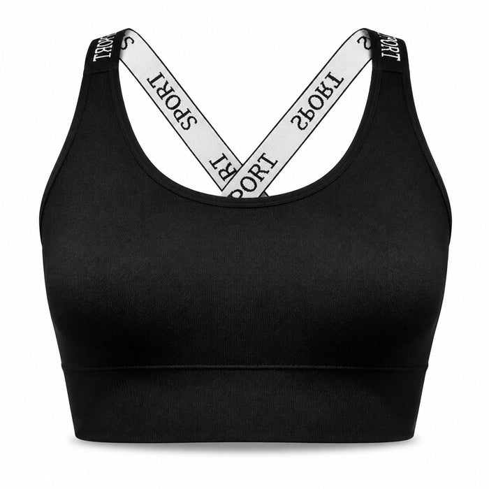 Studio Crossback Sports Bra - Black - Front