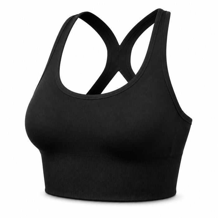Momentum Seamless Support Bra - Black - Front