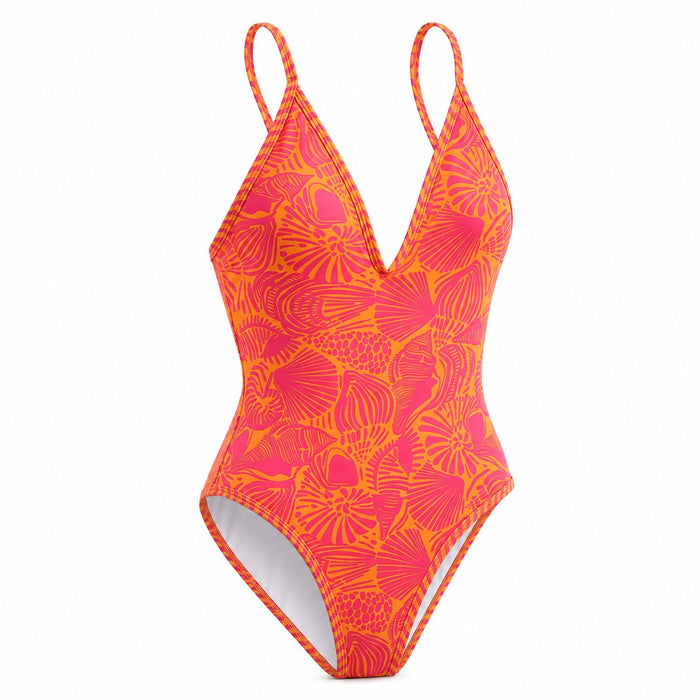 The Criss-Cross Stripe One-Piece - Solid Orange - Front