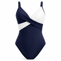 The Hollow-Back Print One-Piece - Blue - Front