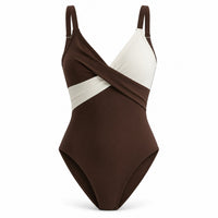 The Hollow-Back Print One-Piece - Brown - Front